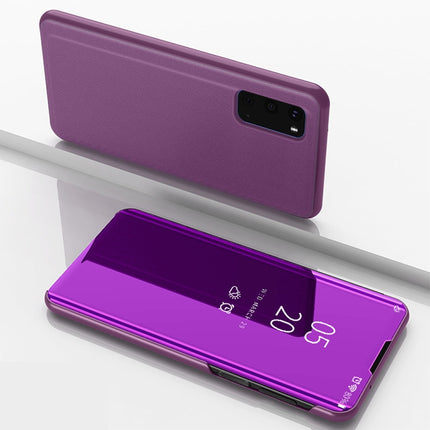 For Galaxy S20 Plated Mirror Horizontal Flip Leather Case with Holder(Purple)-garmade.com
