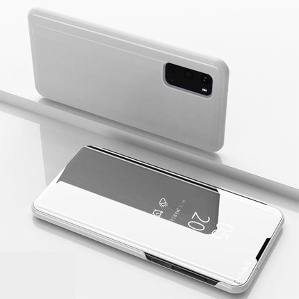 For Galaxy S20 Plated Mirror Horizontal Flip Leather Case with Holder(Silver)-garmade.com