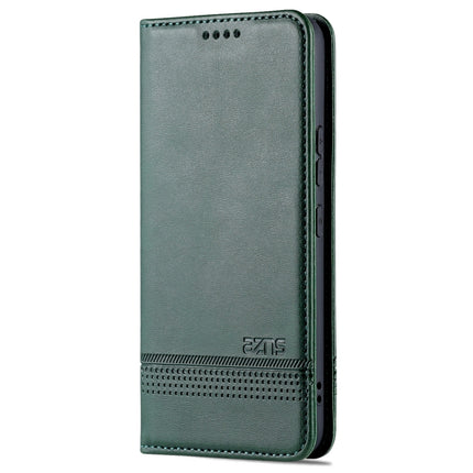 For Samsung Galaxy S22 AZNS Magnetic Calf Texture Horizontal Flip Leather Phone Case(Dark Green)-garmade.com