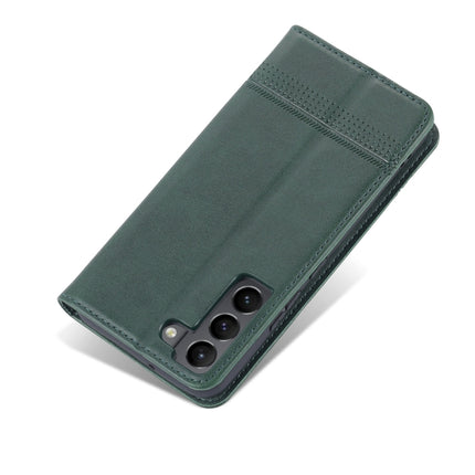 For Samsung Galaxy S22 AZNS Magnetic Calf Texture Horizontal Flip Leather Phone Case(Dark Green)-garmade.com