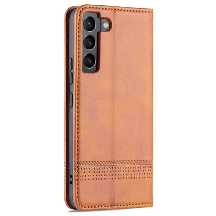 For Samsung Galaxy S22 AZNS Magnetic Calf Texture Horizontal Flip Leather Phone Case(Light Brown)-garmade.com