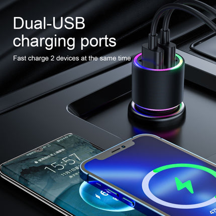 JOYROOM JR-CL10 4.8A Dual USB Car Charger(Black)-garmade.com