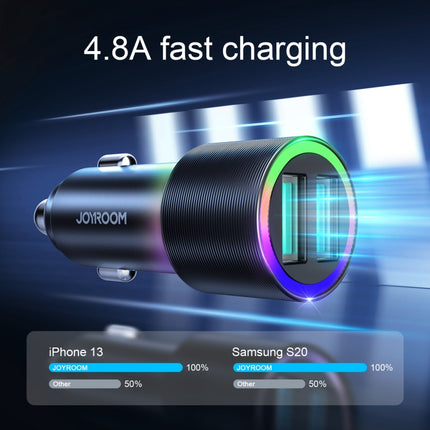 JOYROOM JR-CL10 4.8A Dual USB Car Charger with 3 In 1 Charging Cable(Black)-garmade.com