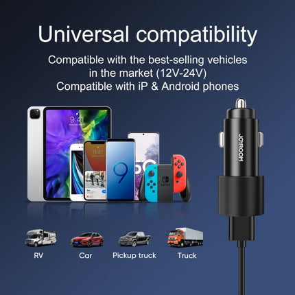 JOYROOM JR-CL10 4.8A Dual USB Car Charger with 3 In 1 Charging Cable(Black)-garmade.com