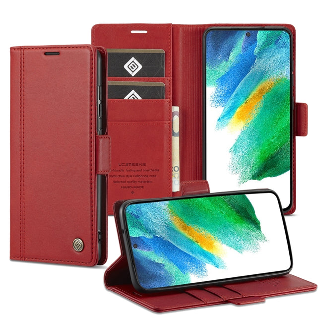 For Samsung Galaxy S22+ 5G LC.IMEEKE PU + TPU Skin-friendly Feeling Leather Phone Case(Red)-garmade.com