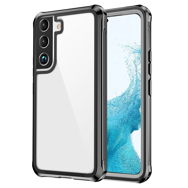 For Samsung Galaxy S22 5G RedPepper Transparent Dot Shockproof Waterproof PC + TPU Phone Case(Black)-garmade.com