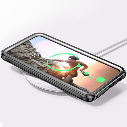 For Samsung Galaxy S22 5G RedPepper Transparent Dot Shockproof Waterproof PC + TPU Phone Case(Black)-garmade.com