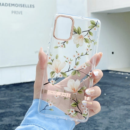 For Samsung Galaxy S22 5G Translucent Plating Flower Phone Case(Magnolia)-garmade.com