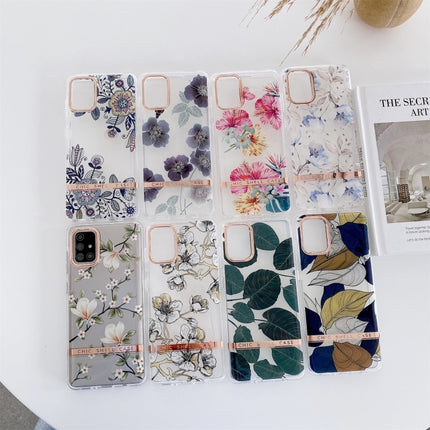 For Samsung Galaxy S22 5G Translucent Plating Flower Phone Case(Color Banana Leaf)-garmade.com