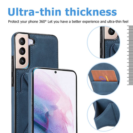 For Samsung Galaxy S22 5G Ultra-thin Shockproof Phone Case with Holder(Blue)-garmade.com