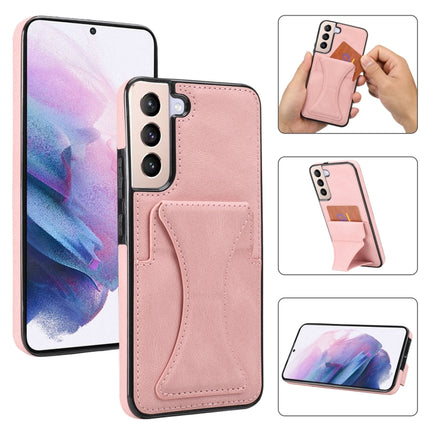 For Samsung Galaxy S22 5G Ultra-thin Shockproof Phone Case with Holder(Rose Gold)-garmade.com