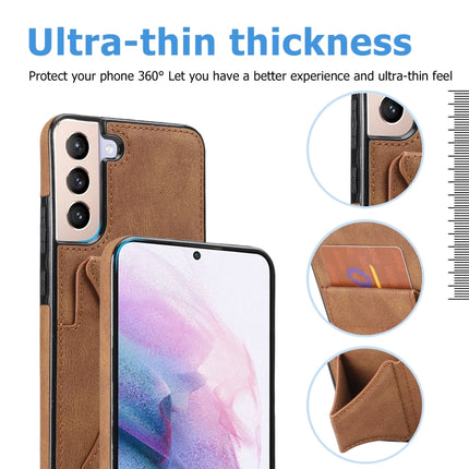 For Samsung Galaxy S22+ 5G Ultra-thin Shockproof Phone Case with Holder(Brown)-garmade.com