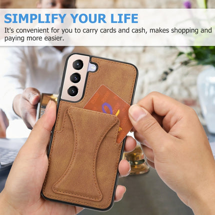 For Samsung Galaxy S22+ 5G Ultra-thin Shockproof Phone Case with Holder(Brown)-garmade.com