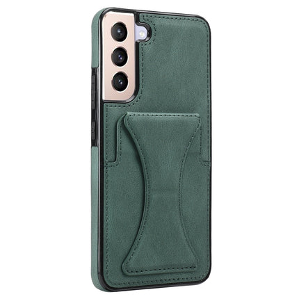 For Samsung Galaxy S22+ 5G Ultra-thin Shockproof Phone Case with Holder(Green)-garmade.com