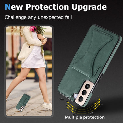 For Samsung Galaxy S22+ 5G Ultra-thin Shockproof Phone Case with Holder(Green)-garmade.com