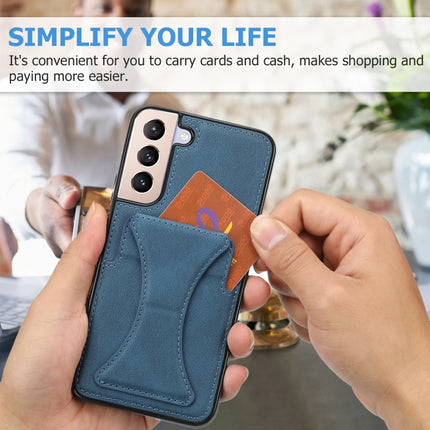 For Samsung Galaxy S22+ 5G Ultra-thin Shockproof Phone Case with Holder(Blue)-garmade.com