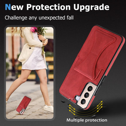 For Samsung Galaxy S22+ 5G Ultra-thin Shockproof Phone Case with Holder(Red)-garmade.com