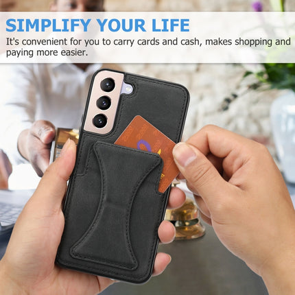 For Samsung Galaxy S22+ 5G Ultra-thin Shockproof Phone Case with Holder(Black)-garmade.com