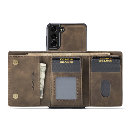 For SaFor Samsung Galaxy S22+ 5G DG.MING M1 Series 3-Fold Multi Card Wallet Phone Case(Coffee)-garmade.com