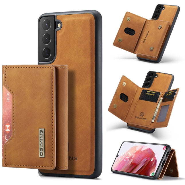 For Samsung Galaxy S22 5G DG.MING M2 Series 3-Fold Multi Card Bag Back Cover Phone Case(Brown)-garmade.com