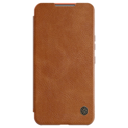 For Samsung Galaxy S22+ 5G NILLKIN QIN Series Pro Sliding Camera Cover Design Leather Phone Case(Brown)-garmade.com