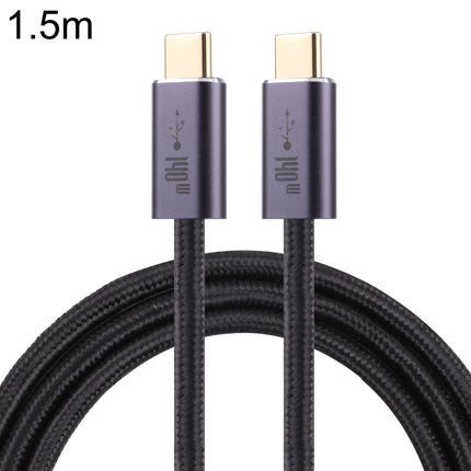 140W USB 2.0 USB-C / Type-C Male to USB-C / Type-C Male Braided Data Cable, Cable Length:1.5m(Black)-garmade.com