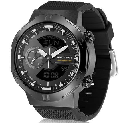NORTH EDGE HORNET Dual Digital Alarm Clock Timing Men Luminous Sports Watch(Grey)-garmade.com