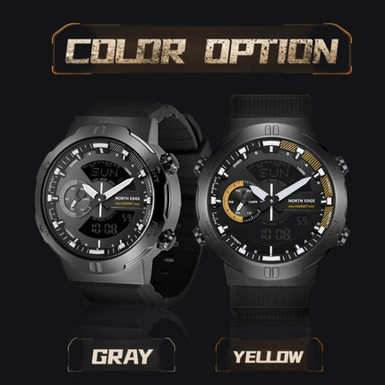 NORTH EDGE HORNET Dual Digital Alarm Clock Timing Men Luminous Sports Watch(Yellow)-garmade.com