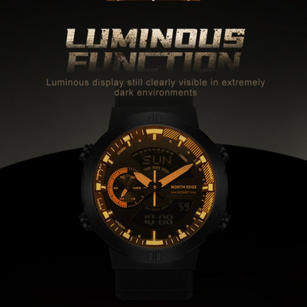 NORTH EDGE HORNET Dual Digital Alarm Clock Timing Men Luminous Sports Watch(Yellow)-garmade.com