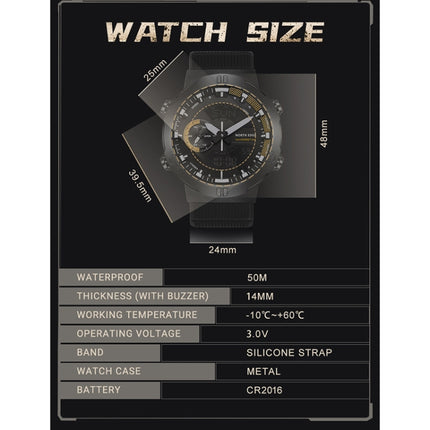 NORTH EDGE HORNET Dual Digital Alarm Clock Timing Men Luminous Sports Watch(Grey)-garmade.com