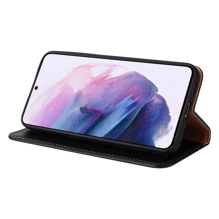 For Samsung Galaxy S22 5G Fierre Shann PU Genuine Leather Texture Leather Phone Case(Black)-garmade.com
