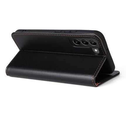 For Samsung Galaxy S22 5G Fierre Shann PU Genuine Leather Texture Leather Phone Case(Black)-garmade.com