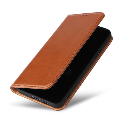 For Samsung Galaxy S22 5G Fierre Shann PU Genuine Leather Texture Leather Phone Case(Brown)-garmade.com