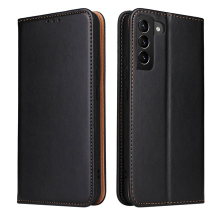 For Samsung Galaxy S22+ 5G Fierre Shann PU Genuine Leather Texture Leather Phone Case(Black)-garmade.com