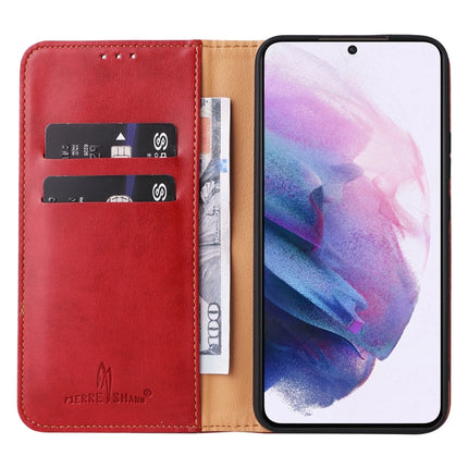 For Samsung Galaxy S22+ 5G Fierre Shann PU Genuine Leather Texture Leather Phone Case(Red)-garmade.com