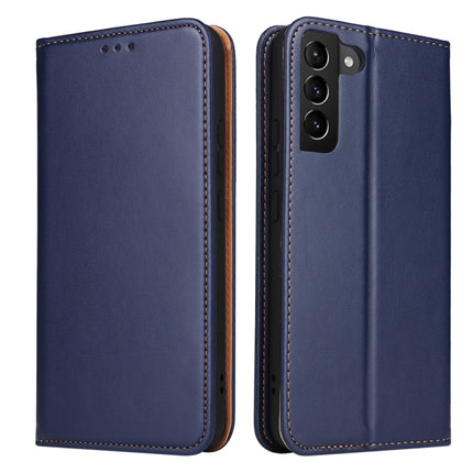 For Samsung Galaxy S22+ 5G Fierre Shann PU Genuine Leather Texture Leather Phone Case(Blue)-garmade.com