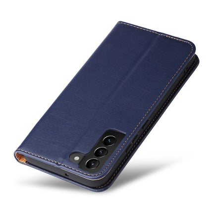 For Samsung Galaxy S22+ 5G Fierre Shann PU Genuine Leather Texture Leather Phone Case(Blue)-garmade.com