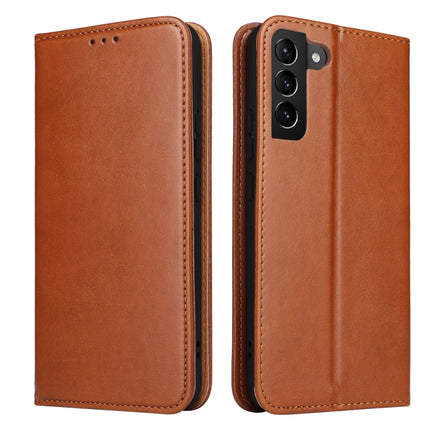 For Samsung Galaxy S22+ 5G Fierre Shann PU Genuine Leather Texture Leather Phone Case(Brown)-garmade.com