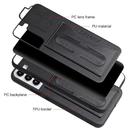 For Samsung Galaxy S22+ 5G Fierre Shann Full Coverage Leather Phone Case(Black)-garmade.com