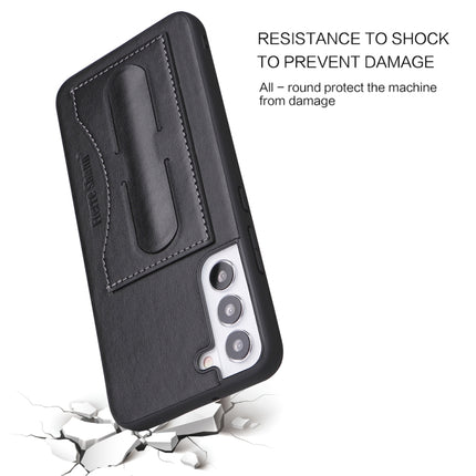 For Samsung Galaxy S22+ 5G Fierre Shann Full Coverage Leather Phone Case(Black)-garmade.com