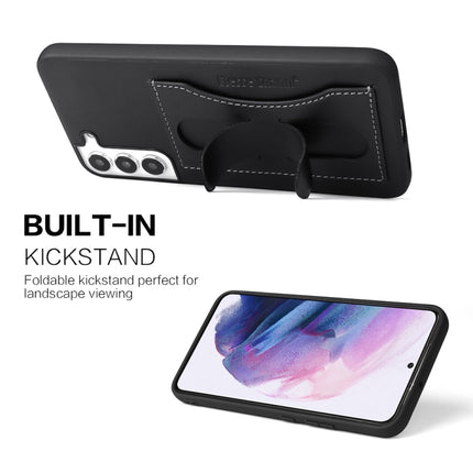 For Samsung Galaxy S22+ 5G Fierre Shann Full Coverage Leather Phone Case(Black)-garmade.com