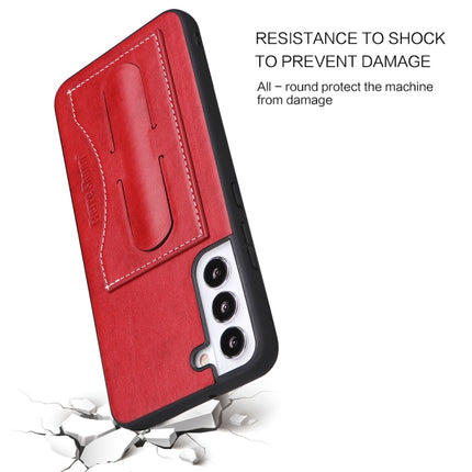 For Samsung Galaxy S22+ 5G Fierre Shann Full Coverage Leather Phone Case(Red)-garmade.com