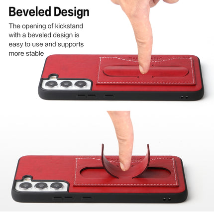 For Samsung Galaxy S22+ 5G Fierre Shann Full Coverage Leather Phone Case(Red)-garmade.com