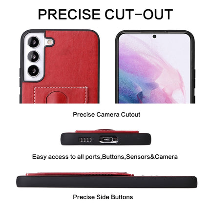 For Samsung Galaxy S22+ 5G Fierre Shann Full Coverage Leather Phone Case(Red)-garmade.com