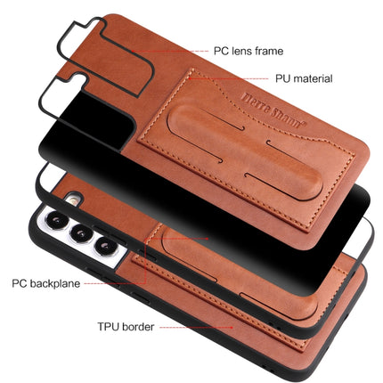 For Samsung Galaxy S22+ 5G Fierre Shann Full Coverage Leather Phone Case(Brown)-garmade.com