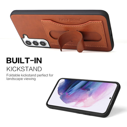 For Samsung Galaxy S22+ 5G Fierre Shann Full Coverage Leather Phone Case(Brown)-garmade.com