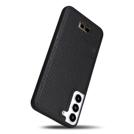 For Samsung Galaxy S22 5G Fierre Shann Leather Texture Phone Back Cover Case(Lychee Black)-garmade.com