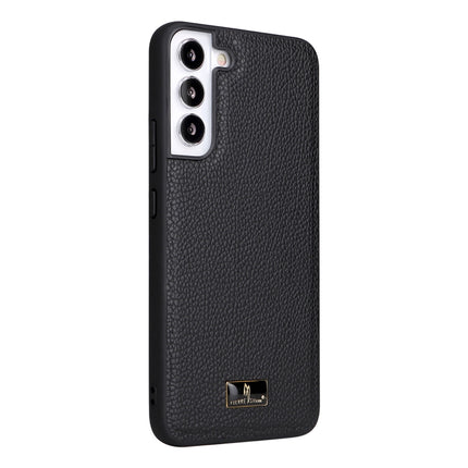For Samsung Galaxy S22+ 5G Fierre Shann Leather Texture Phone Back Cover Case(Lychee Black)-garmade.com