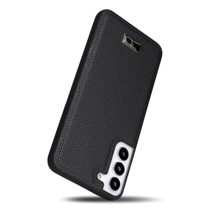For Samsung Galaxy S22+ 5G Fierre Shann Leather Texture Phone Back Cover Case(Lychee Black)-garmade.com