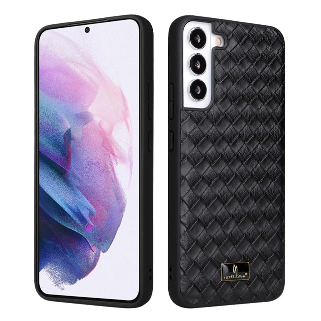 For Samsung Galaxy S22+ 5G Fierre Shann Leather Texture Phone Back Cover Case(Woven Black)-garmade.com